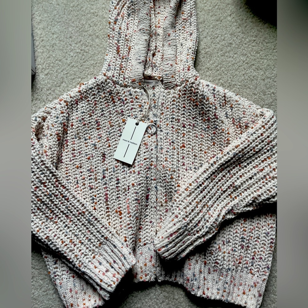 Moon and Madison cropped zip chenille sweater XS NWT